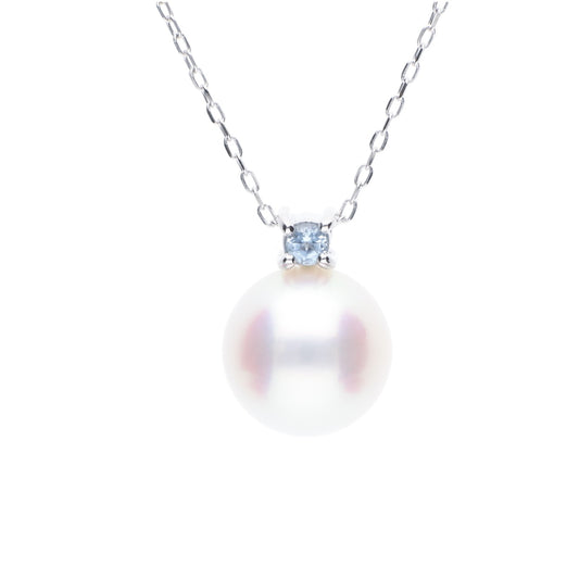 ERIS VELINA Necklace・Pendant Birthstone Aquamarine K10WG AkoyaPearl Women JAPAN