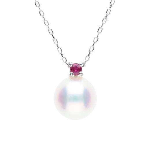 ERIS VELINA Necklace・Pendant Birthstone Ruby K10WG Akoya Pearl Women JAPAN