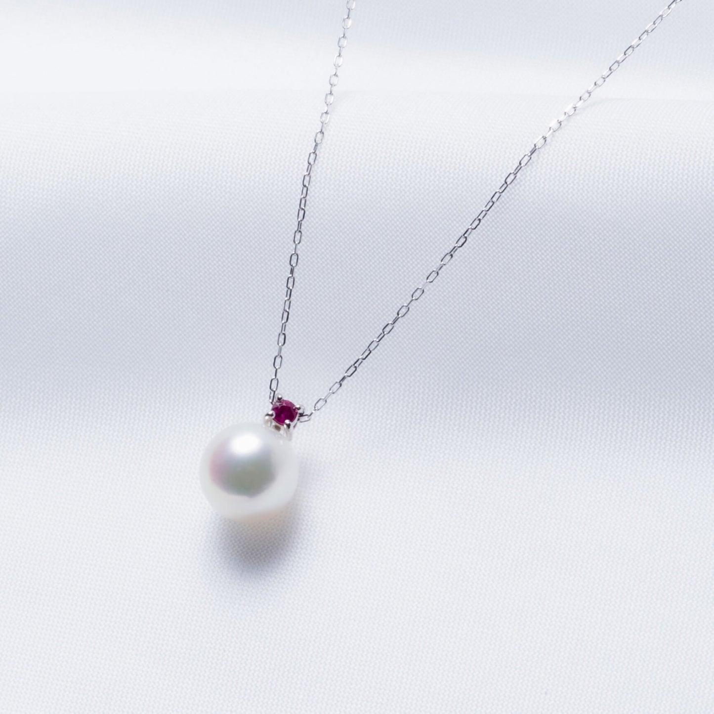 ERIS VELINA Necklace・Pendant Birthstone Ruby K10WG Akoya Pearl Women JAPAN