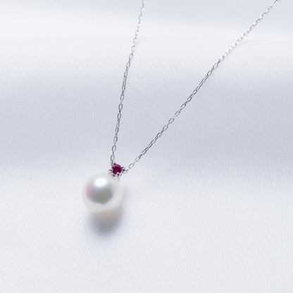 ERIS VELINA Necklace・Pendant Birthstone Ruby K10WG Akoya Pearl Women JAPAN