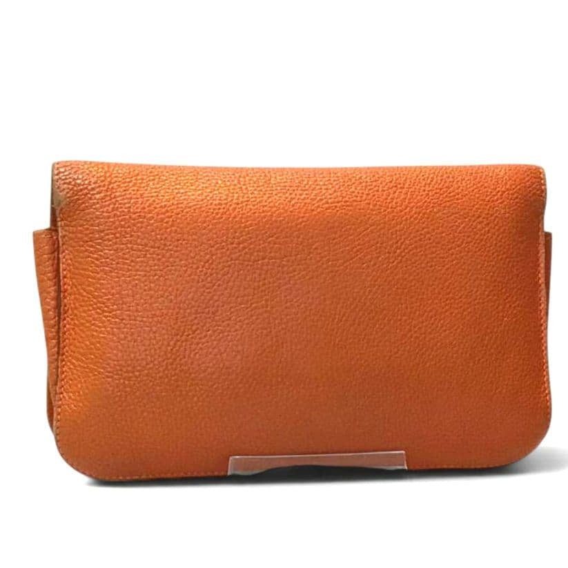 Hermes Dogon GM Wallet Orangen Brown H Stamp Silver-tone Hardware