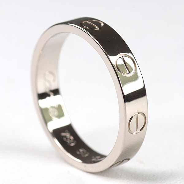 CARTIER Ring mini LOVE ring small model Jewelry K18WG White Gold Women #50 3.76g