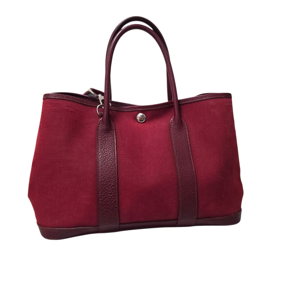 Hermes Garden Party TPM Handbag Tote Bag Bordeaux Red StampI 2-Way with Strap