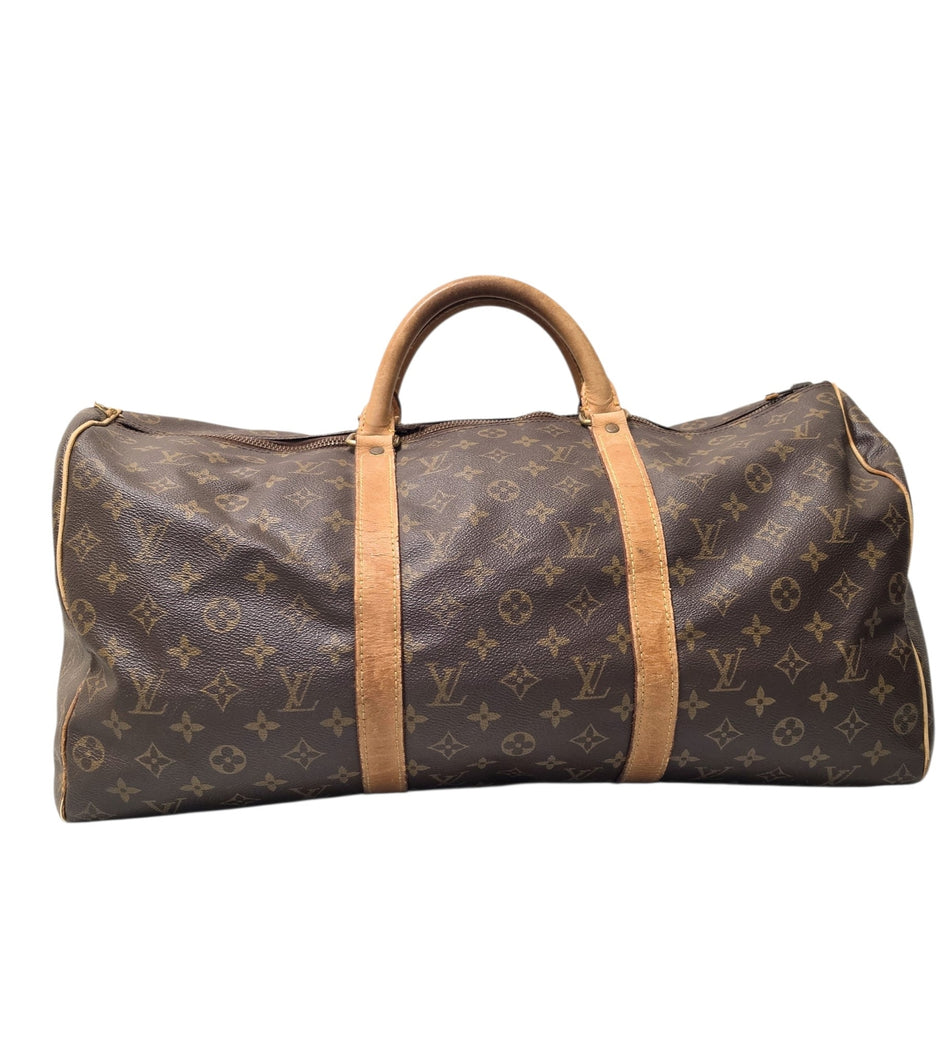 Louis Vuitton Monogram Keepall 50 Boston Bag Authenticated Brown Travel Bag