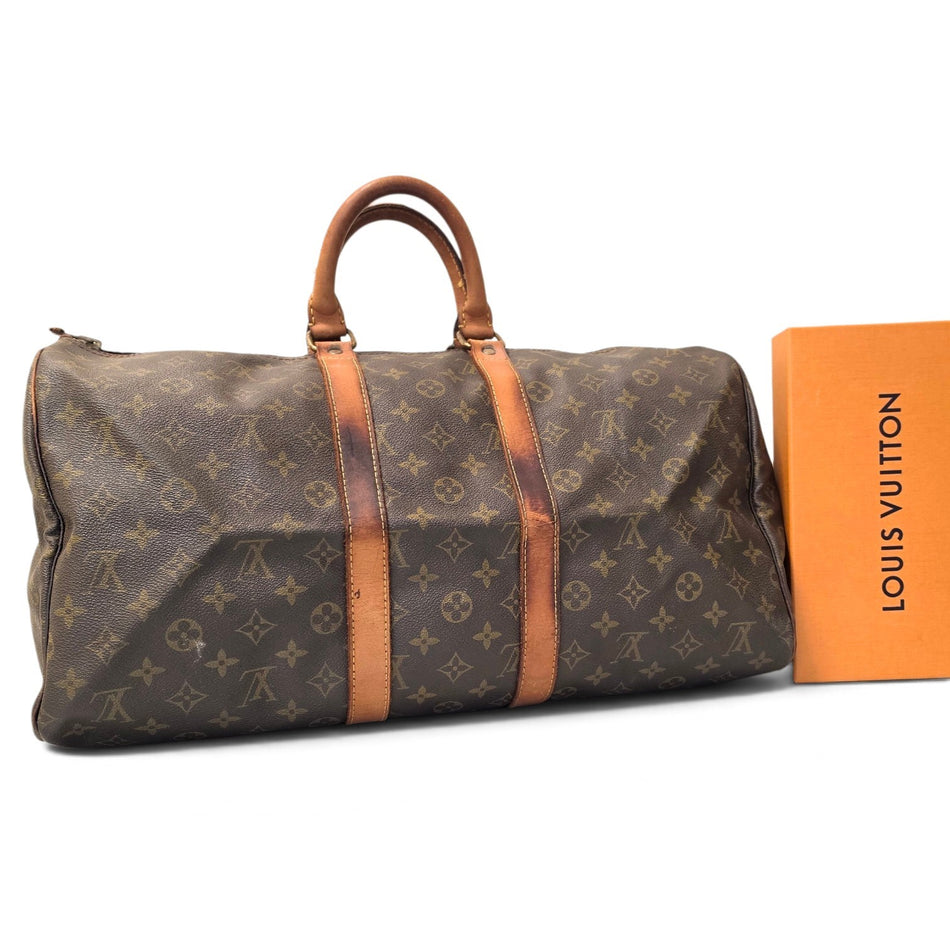 Louis Vuitton Monogram Keepall 45 Boston Bag Brown Travel Bag Authenticated