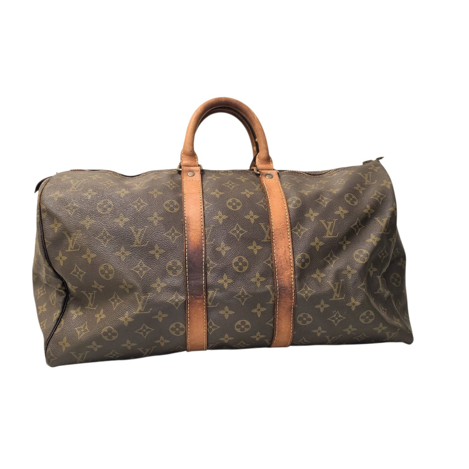 Louis Vuitton Monogram Keepall 45 Boston Bag Brown Travel Bag Authenticated