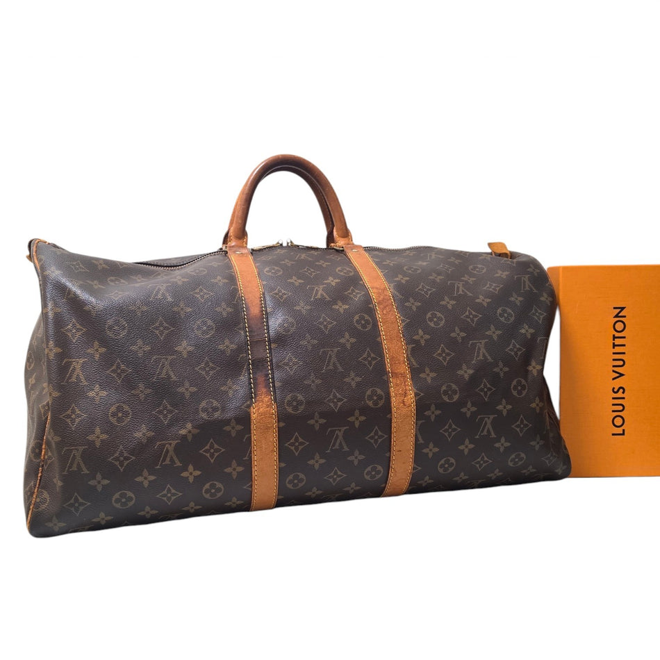 Louis Vuitton Monogram Keepall 55 Authenticated Boston Bag Brown Travel Bag