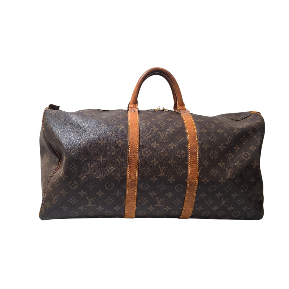 Louis Vuitton Monogram Keepall 55 Authenticated Boston Bag Brown Travel Bag