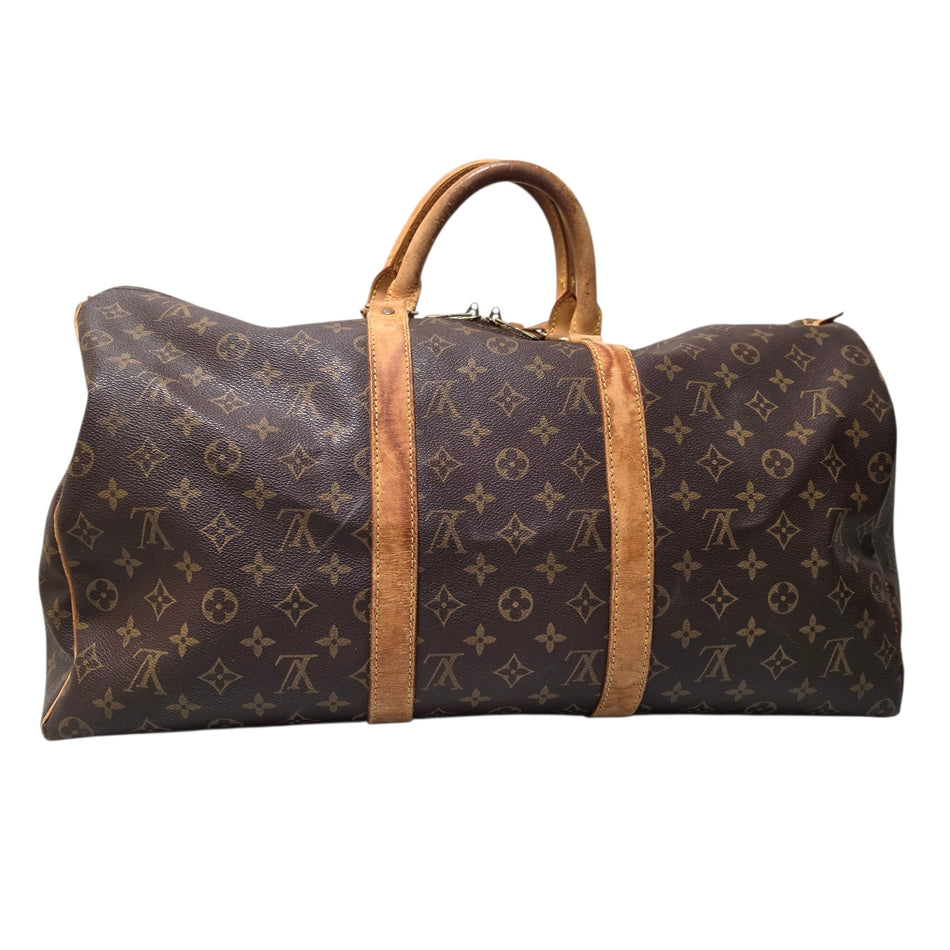 Louis Vuitton Monogram Keepall Authenticated 50 Boston Bag Brown Travel Bag