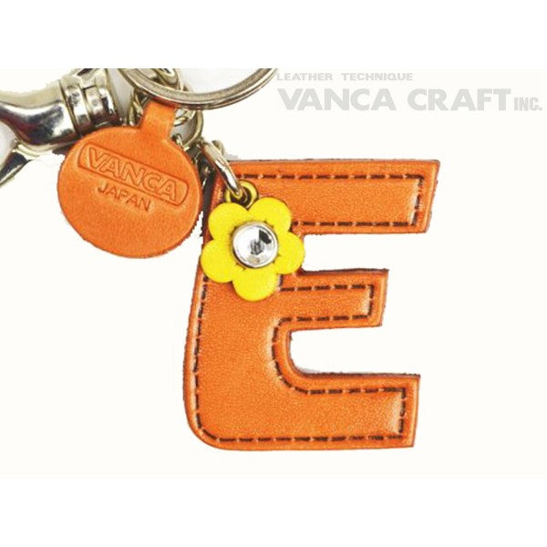 Initial "E" Leather Keychain Bag Charm