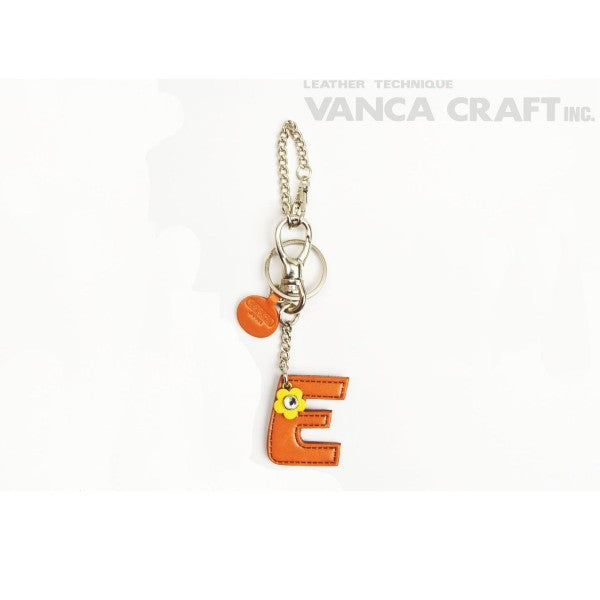 Initial "E" Leather Keychain Bag Charm