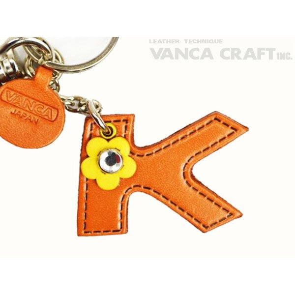 Initial "K" Japanese Leather Bag Charm