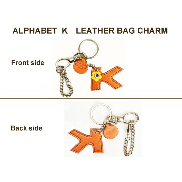 Initial "K" Japanese Leather Bag Charm
