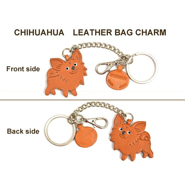 Chihuahua Long Haird Leather Ring Charm #26059