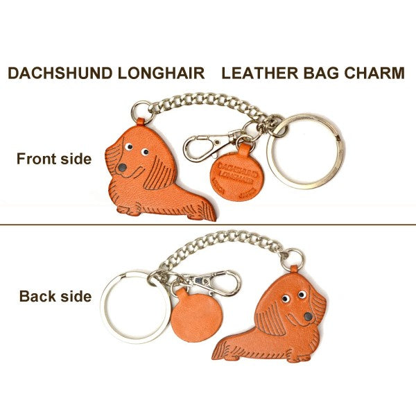 Dachshund Longhair Leather Ring Charm #26060