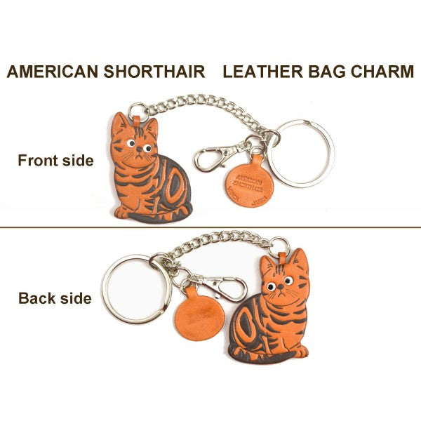 American Shorthair Leather Ring Charm #26077