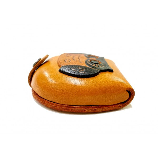 Owl-brown Handmade Genuine Leather Animal Color Coin case/Purse #26088-1