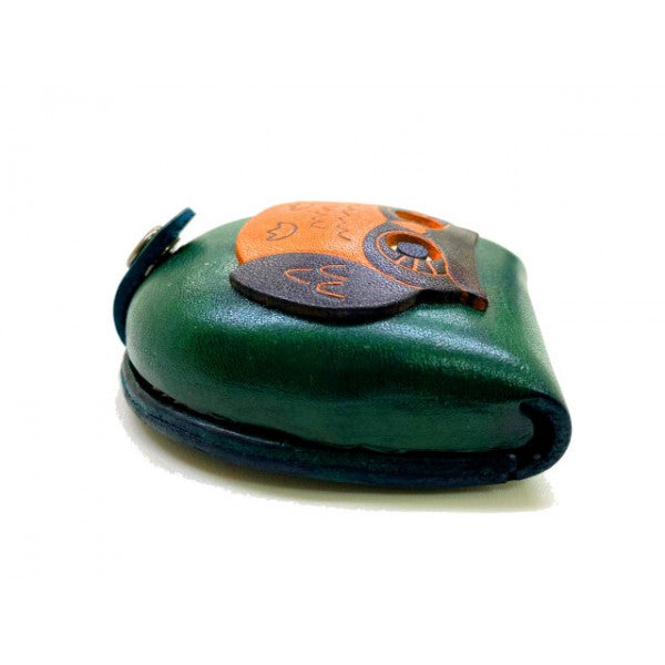 Owl-green Handmade Genuine Leather Animal Color Coin case/Purse #26088-3