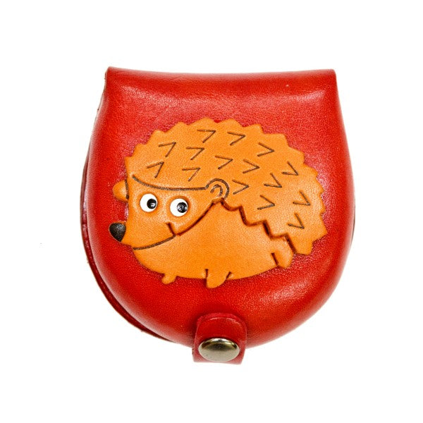 Hedgehog-red Handmade Genuine Leather Animal Color Coin case/Purse #26090-2