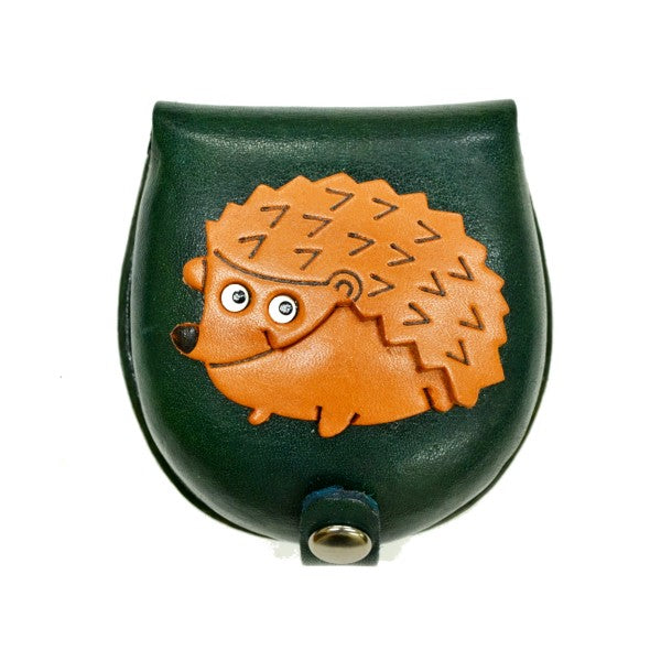 Hedgehog-green Handmade Genuine Leather Animal Color Coin case/Purse #26090-3