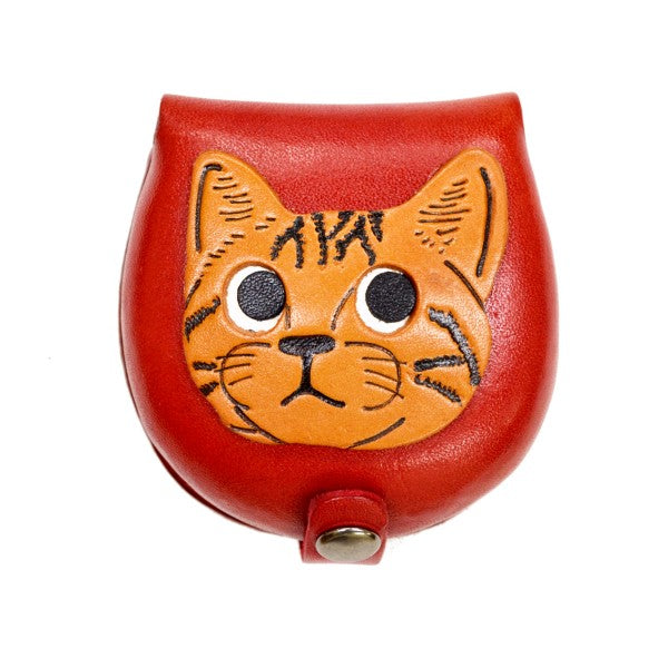 American shorthair -red Handmade Genuine Leather Animal Color Coin case/Purse