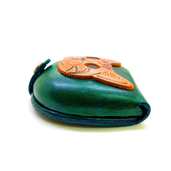 American shorthair -green Handmade Genuine Leather Animal Color Coin case/Purse