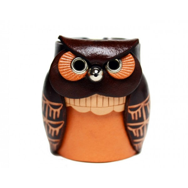 Leather Desk Clip Holder Owl #26185