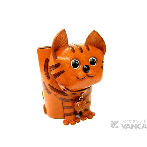 Tabby Cat Handmade Leather Eyeglasses Holder/Stand #26202