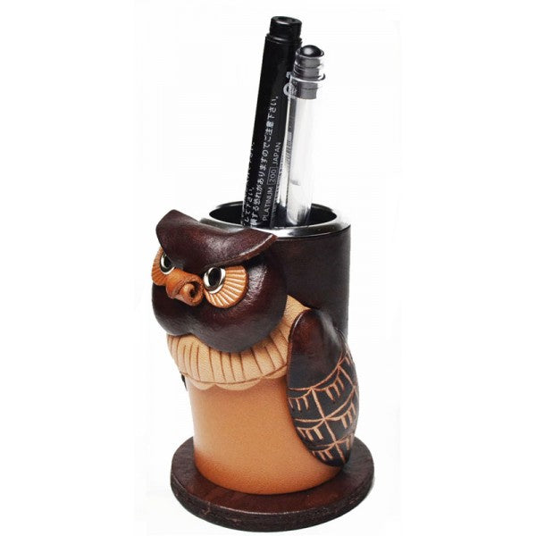 Owl Leather Pen stand