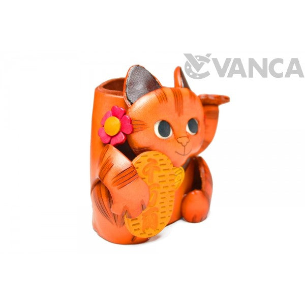 Lucky Cat Handmade Genuine Leather Eyeglasses Holder/Stand #26250