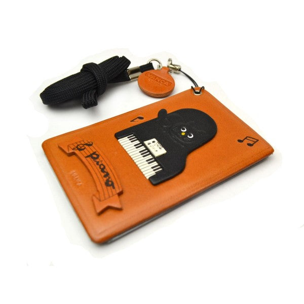 Cat on the Piano Leather Commuter Pass case/card Holders #26431