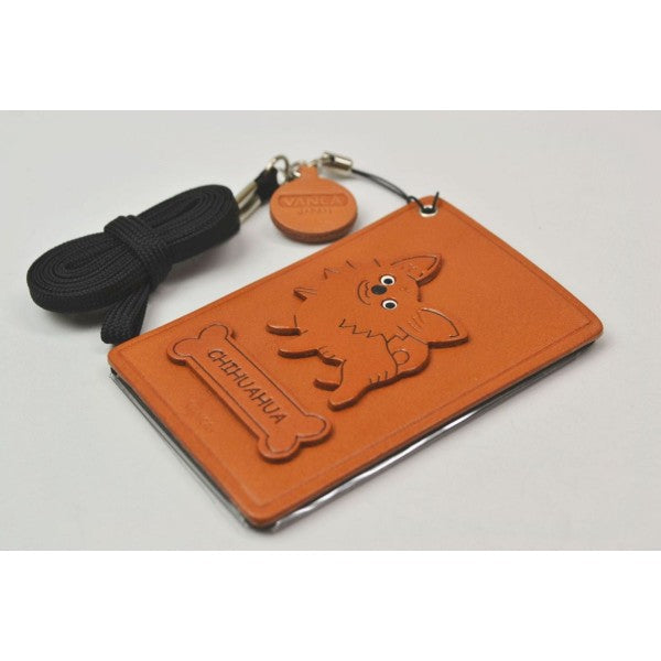 Chihuahua Long Haird Leather Commuter Pass case/card Holders #26448