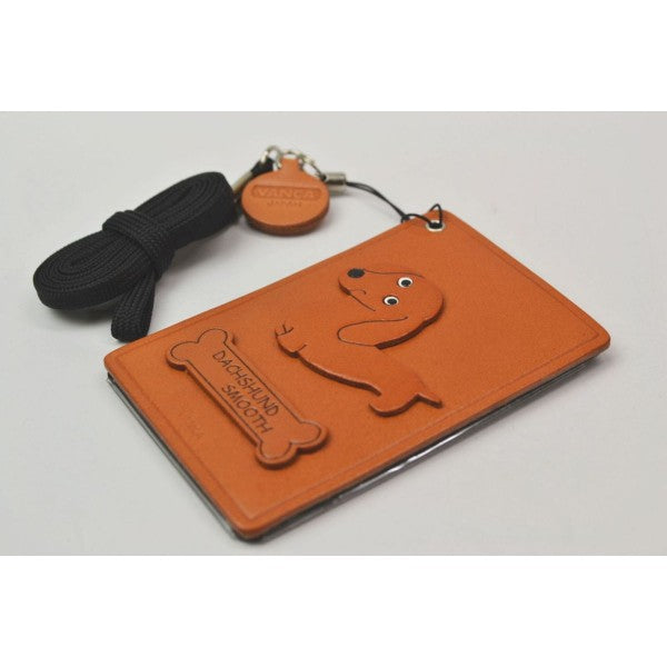 Dachshund Smooth Hair Leather Commuter Pass case/card Holders #26450