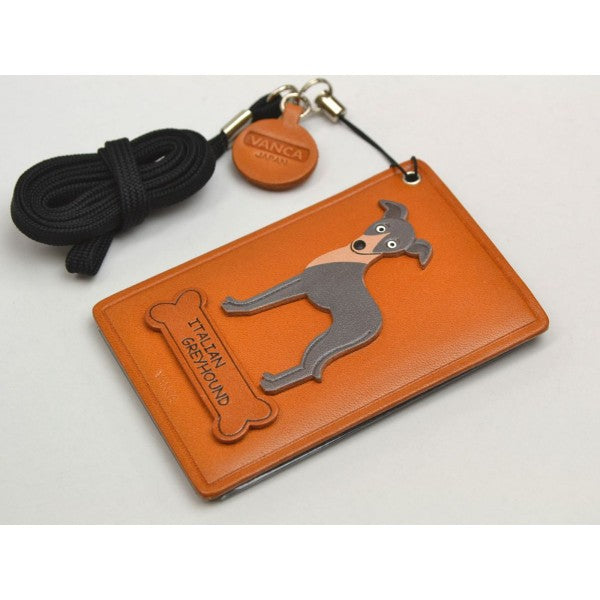 Italian Greyhound Leather Commuter Pass/Passcard Holders