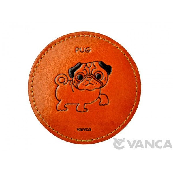 Leather Coaster Pug