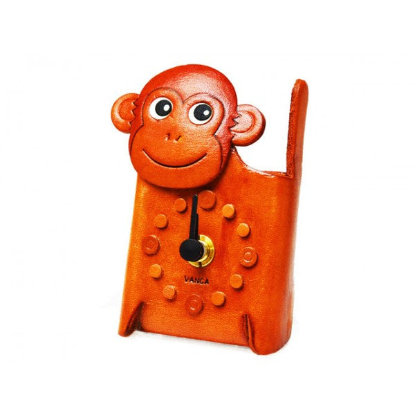 Monkey Japanese Leather Desk Clock #26515