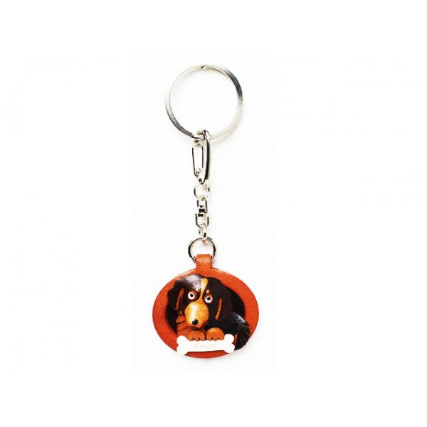 Bernese Mountain Dog Leather Dog plate Keychain