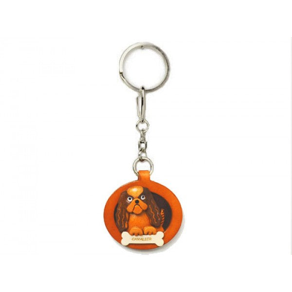 Cavalier K.C.Spaniel Leather Dog plate Keychain