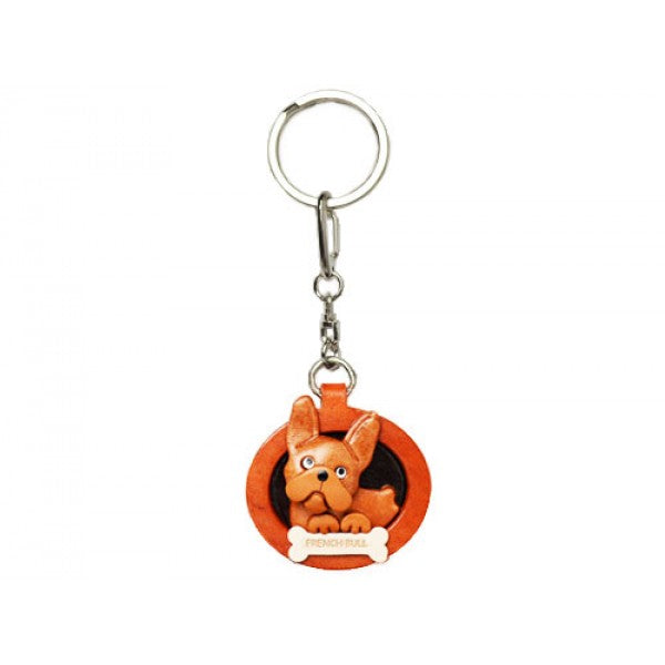 French Bulldog Leather Dog plate Keychain
