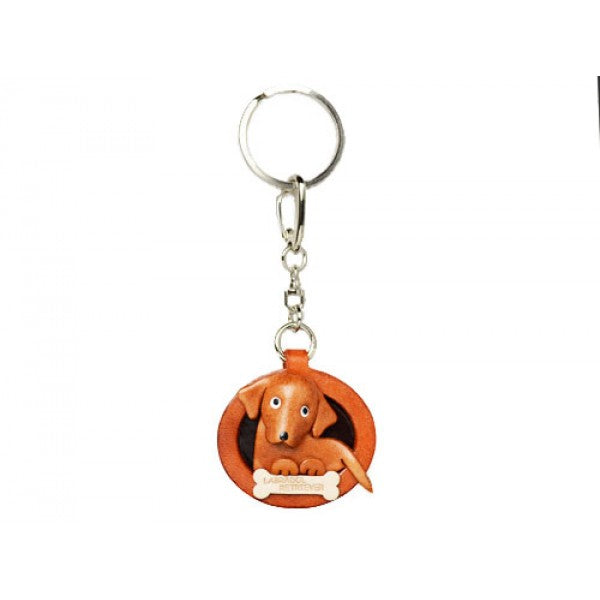 Labrador Retriever Leather Dog plate Keychain