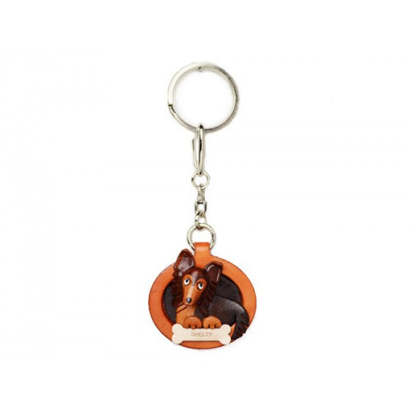 Shetland Sheepdog Leather Dog plate Keychain