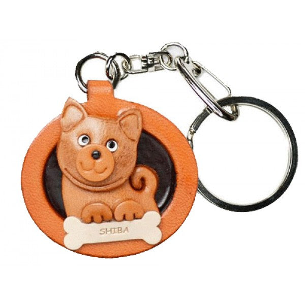 Shiba Leather Dog plate Keychain