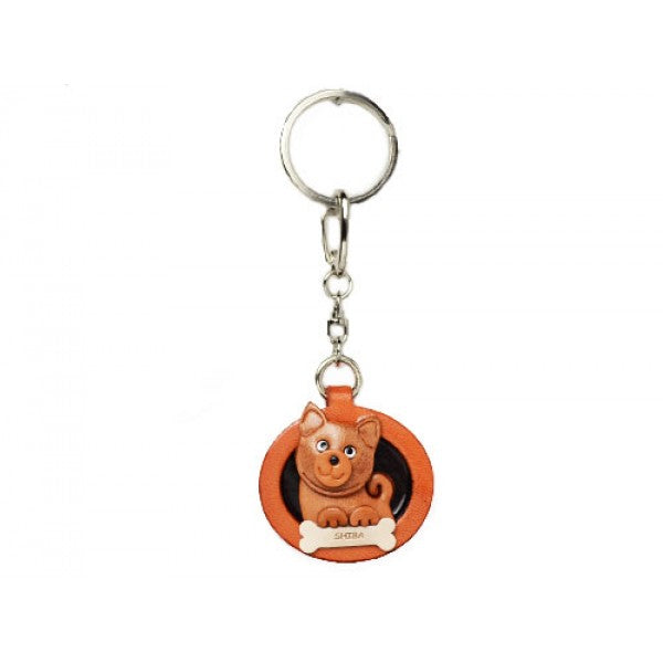 Shiba Leather Dog plate Keychain