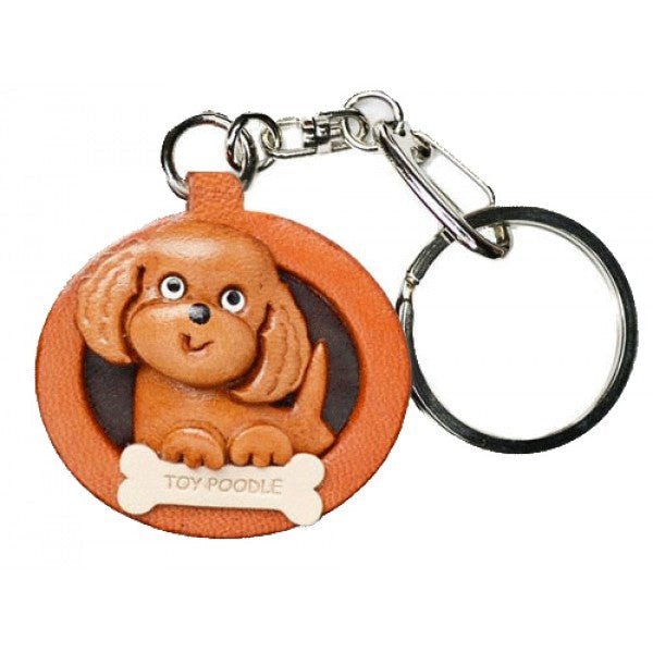 Toy Poodle Leather Dog plate Keychain