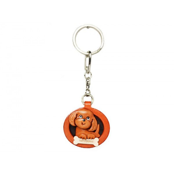 Toy Poodle Leather Dog plate Keychain