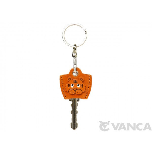 Leather Key Cover Cap Keychain Tiger