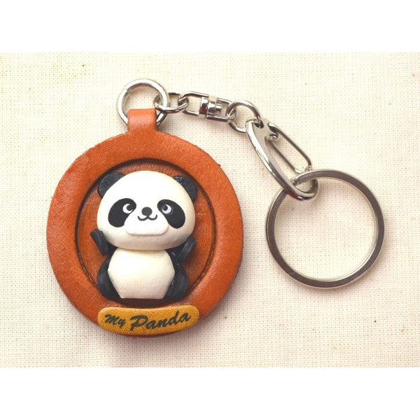 Panda Japanese Leather Plate Keychain