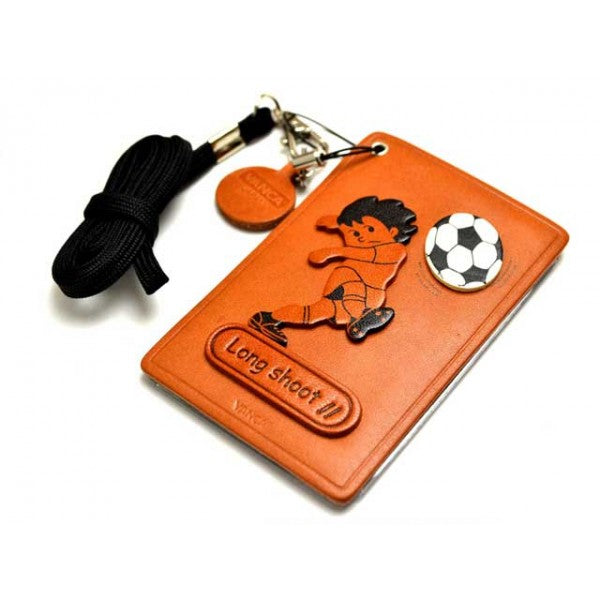 Soccer Long shoot Leather Commuter Pass case/card Holders