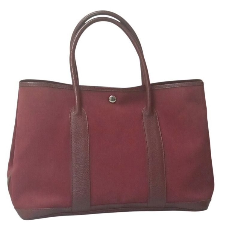 HERMÈS Garden Party PM Tote Bag, Canvas, Bordeaux Red, Stamp J