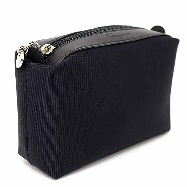 Salvatore Ferragamo Pouch Hand bag Black Nylon×Leather Women